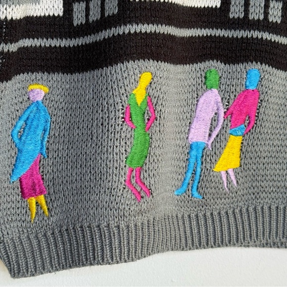 Vintage 80s Bloomingdale’s Next Generation Bloomies Storefront Pop Art Sweater M - Picture 4 of 11
